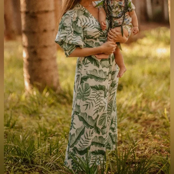 H&M | Dresses | Hm X Johanna Ortiz Linen Floral Leaf Puff Sleeve Dress |  Poshmark